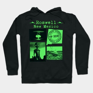 Roswell New Mexico Alien UFO Green Print Hoodie